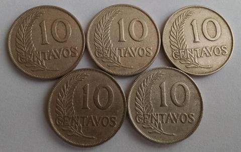 Monedas 10 Centavos Serie 1935 1941 Perú