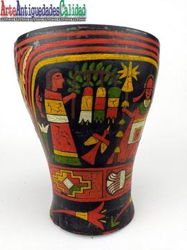 Kero Inca Craquelado, Antigüedades, Artesanías, Arte