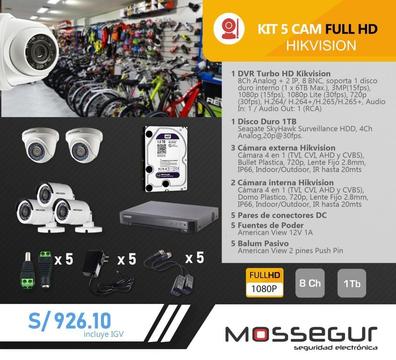 Kits de 5 a 8 cámaras de seguridad Full HD