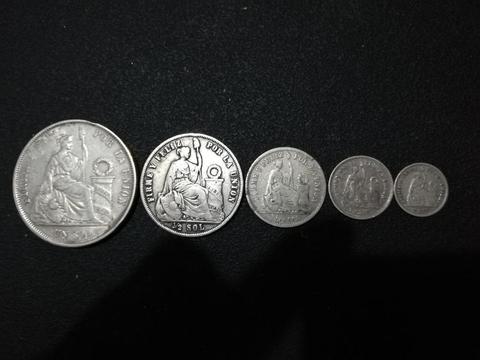 Set Monedas1864plata Nueve Décimos