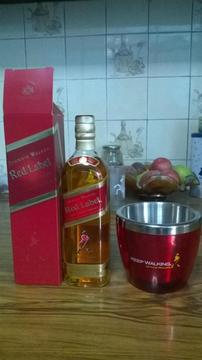 WHISKY JHONNIE WALKER RED LABEL ETIQUETA ROJA MAS HIELERA ORIGINAL S/. 65 SOLES