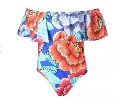 Flamenkini Rumbera Enterizo Ropa De Baño Floreada