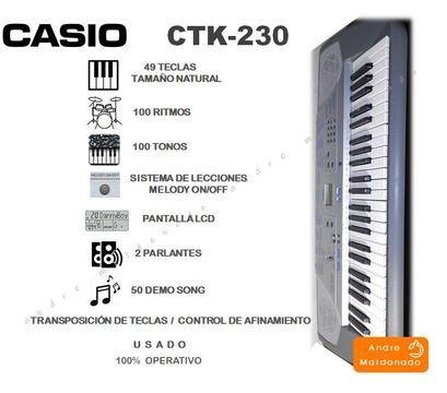 Teclado CASIO CTK230 . Incluye Transformador Manual . Operativo