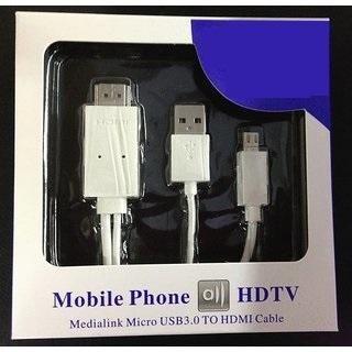 MHL Micro USB a HDMI Cable HDTV Adaptador para Galaxy blanco