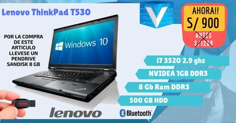 Laptop Lenovo ThinkPad T530 en oferta i7 3520 2.9 ghz,NVIDEA 1GB DDR3, 500 GB HDD