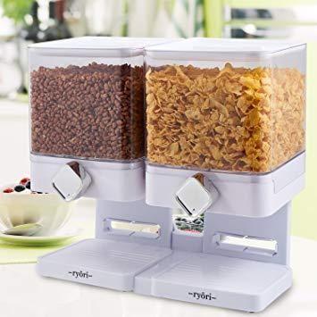 Dispensador de cereales y granos modelo doble color blanco oficina hogar cocina