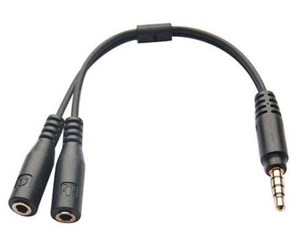 Adaptador de Audio estéreo 3.5mm 1 macho a 2 Hembras para audífono y micrófono