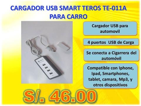 CARGADOR USB SMART TEROS TE-011A PARA CARRO