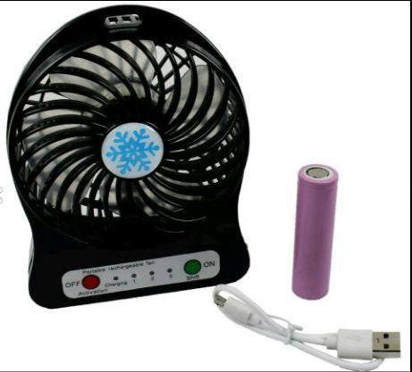 Mini Ventilador Portátil Tres Velocidades Linterna C/Bateria