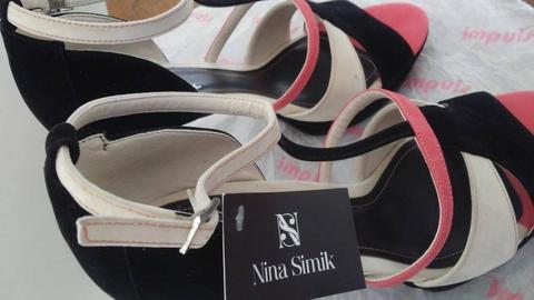Zapato Sandalia Taco Nina Simik Negro