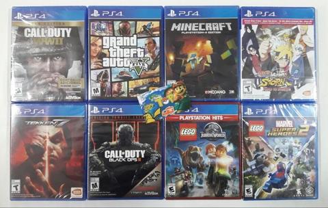 PS4 COD WWII , GTA V , MINECRAFT , NARUTO 4 , TEKKEN 7 , TIENDATOPMK