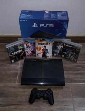 Ps3 Super Slim 500gb con 6juegos Cambio