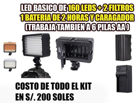 LED I DE 160 FOCOS LEDS CON BATERIA Y CARAGDOR COMPLETO !!