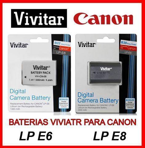 CAMARA CANON BATERIAS VIVITAR LP E6 Y LP E8 , NUEVAS SELLADAS EN BLISTER