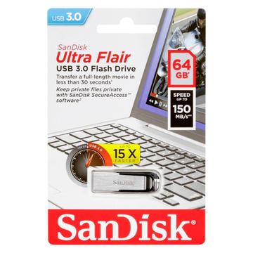 Memoria Sandisk 64gb Ultra Flair Usb 3.0 - 150 Mbps
