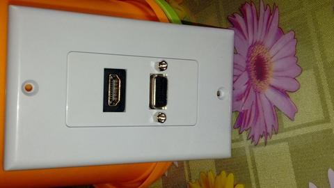 Placa para pared conectar cable VGA o HDMI