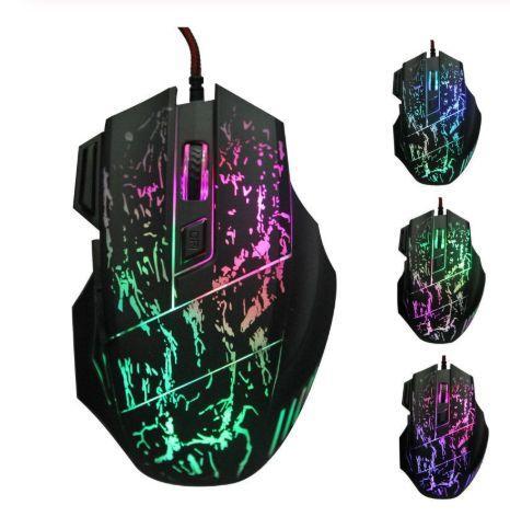 Mouse Gamer - 5500 Dpi 7 Botones-7 Colores Led Luz De Fondo