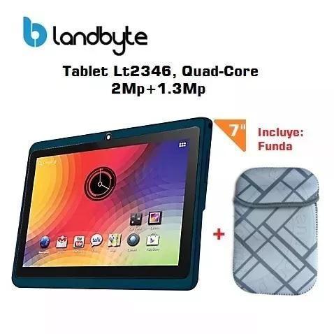 Tablet Landbyte 7pulg Lt2346, A4.4, Qc, 8gb, 2mp, 1.3mp y funda