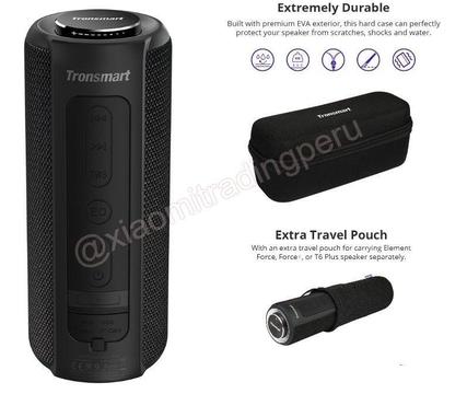Tronsmart Element T6 plus Parlante Bluetooth Portatil con Estuche Rigido Y Funda de viaje extra