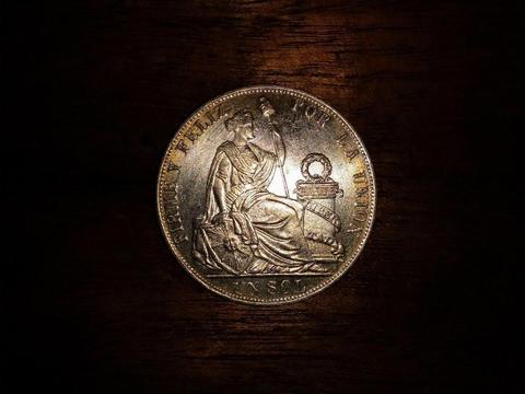 Moneda de Plata de Un Sol año 1872 de Perú 25 gramos