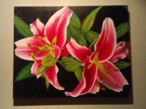 Pintura en oleo flor decorativa 50 x 40 cms