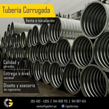 TUBERIA METALICA CORRUGADA TMC ,STOCK INMEDIATO -ASESORIA -CERTIFICADO DE CALIDAD Y GARANTIA CEL:941967454