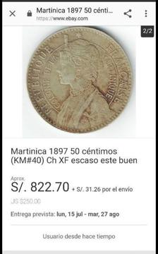 Moneda de 50 Céntimos Martínica Francesa