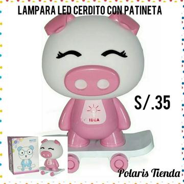 Lámpara Cerdito con Patineta