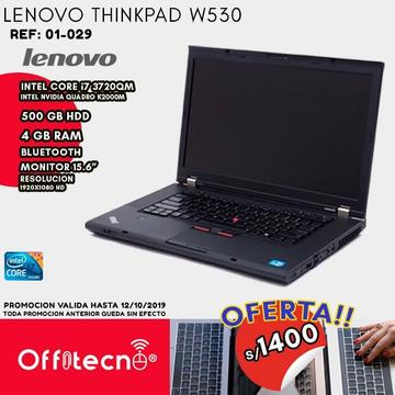 LAPTOP LENOVO THINKPAD W530, INTEL CORE I7 3720QM, 4GB RAM, 500GB HDD