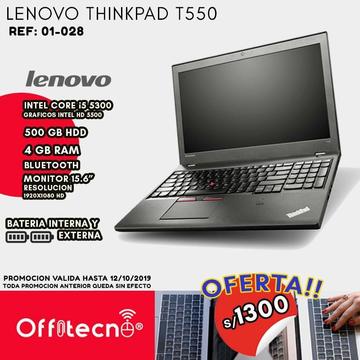 LAPTOP LENOVO THINKPAD T550, INTEL CORE I5 5300, 4 RAM, 500 GB HDD
