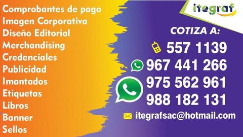 Imprenta delivery / Tarjetas - Volantes - FACTURAS - GUIAS - CARTAS - DIPLOMAS - PAPELERIA CORPORATIVA
