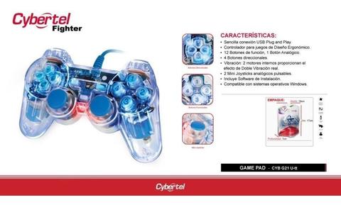 Mando Cybertel Fighter Usb Pc Transparente Gamepad Gamer