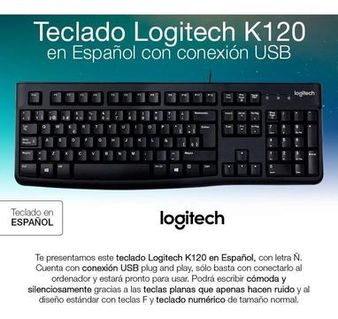 Teclado Logitech K120 En Español Conexión Usb