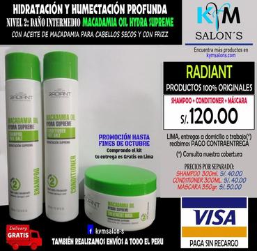 Shampoo Macadamia Hydra Oil Radiant Placenta Life Cabellos Maltratados