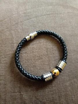 Pulsera Hombre de Cuero Y Acero