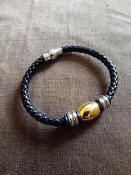 Pulsera Hombre de Cuero Y Acero