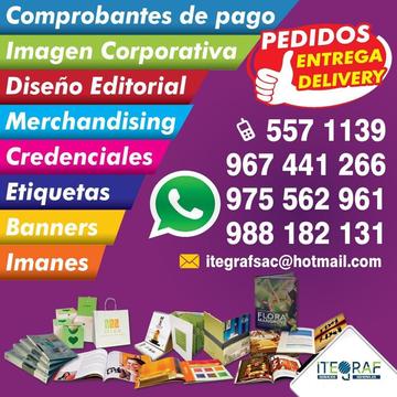 Imprenta delivery / Tarjetas - Volantes - FACTURAS - GUIAS - CARTAS - DIPLOMAS - PAPELERIA CORPORATIVA