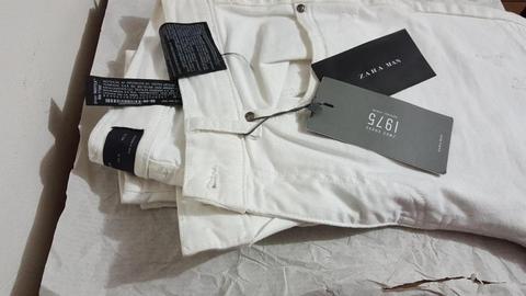 Pantalon para Hombre ZARA talla 38 color blanco SLIM FIT