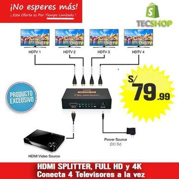 SPLITER HDMI, FULL HD 1x4 DUPLDOR DE IMAGEN