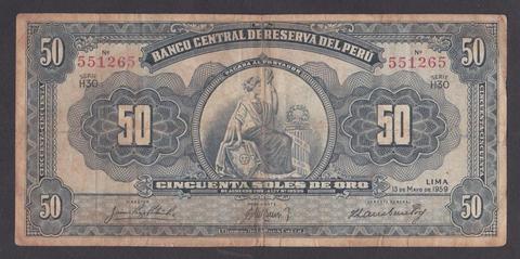 Peru Billete 50 Soles , 1959