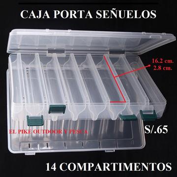 Caja Porta Señuelos De Pesca 14 Compartimentos Pescar