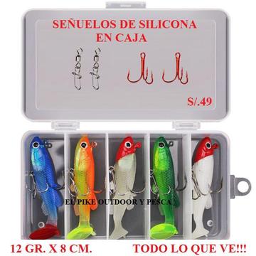 Señuelos Silicona Caja X 5 Pescar LENGUADO CORVINA Accesorios De Pesca