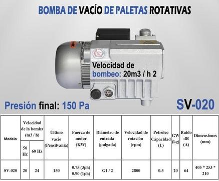 Bomba de vacio de paleta rotativa 1 hp (industrial) alimentos al vacio