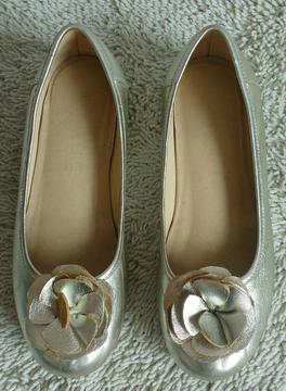 Zapatos Ballerina Cuero Dorado 34 Niña