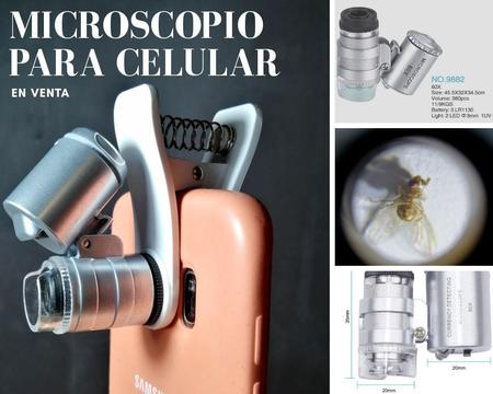 Microscopio para celular 60X c luz LED y UV