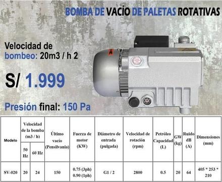 Bomba de vacio de paleta rotativa 1 hp (industrial) alimentos al vacio