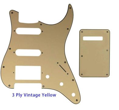 Pickguard Stratocaster Mx Usa Fender Vintage Yellow Con Tapa