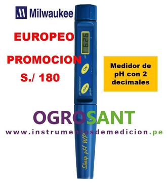 Europeo Medidor de pH de bolsillo, resolución 0.01pH, PH54, Milwaukee